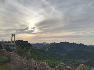 黄昏下的长城壮丽景观