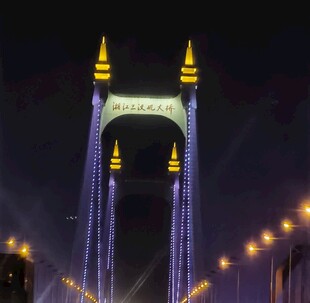 夜晚璀璨灯光下的桥梁