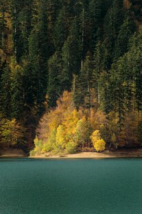 秋日湖畔山林美景