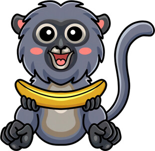 可爱小猴抱香蕉