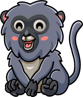 可爱灰毛小猴坐立卖萌