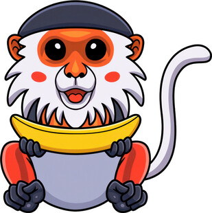 可爱猴子抱香蕉卡通形象