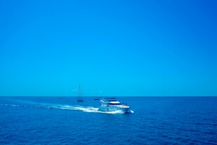 海上快艇破浪前行