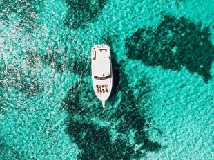 海上白船