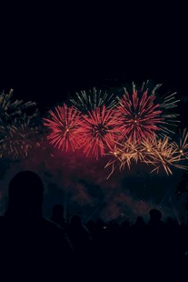 夜空中绚烂的烟花表演