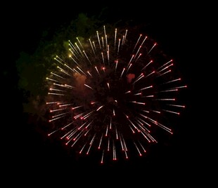 夜空中绚烂绽放的烟花