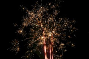 夜空中绚烂绽放的烟花