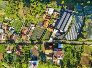 俯瞰乡村多彩民居景观