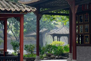 中式庭院回廊景致