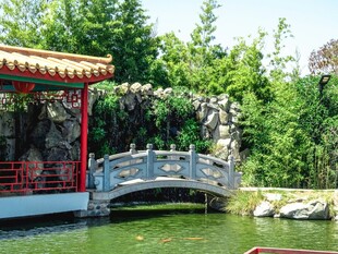 中式园林石桥水景景观