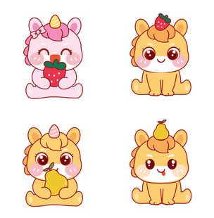 可爱小马宝动物水果造型卡通形象