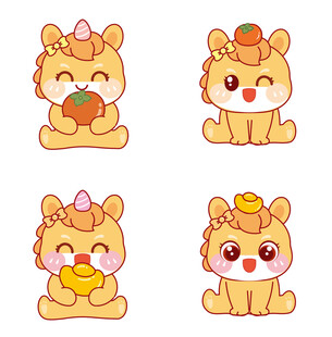 可爱萌趣小马宝宝动物卡通形象