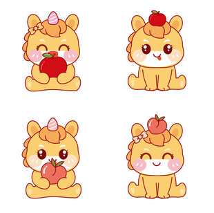 可爱小马宝宝抱果卡通形象