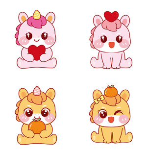 可爱萌趣小马宝宝动物卡通形象