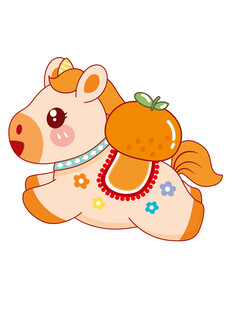 可爱卡通小马驮着南瓜