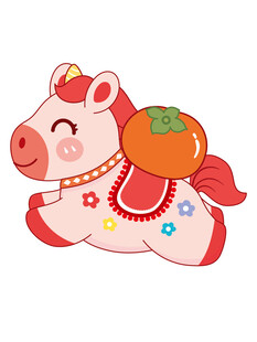 可爱飞天小猪形象插画