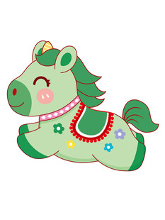 可爱绿马卡通形象