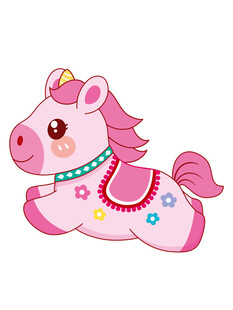 可爱粉色小马卡通形象