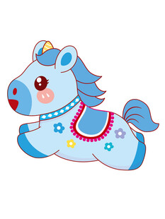 可爱蓝色小马卡通形象