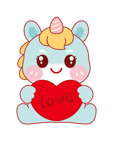 小马宝宝独角兽抱爱心卡通形象