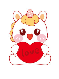 小马宝宝独角兽抱爱心可爱插画