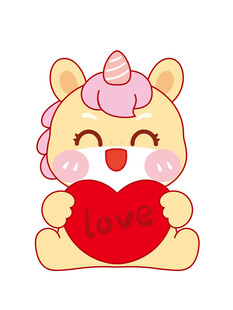 独角兽抱爱心超萌瞬间