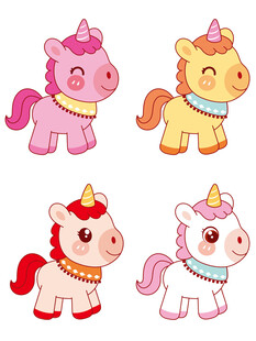 可爱独角兽卡通形象集合