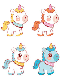 可爱独角兽卡通形象集合