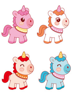 可爱独角兽卡通形象集合