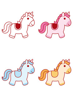 多彩可爱小马卡通形象