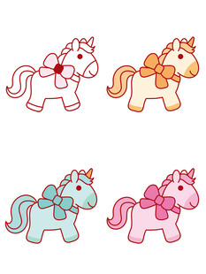 可爱多彩小马插画