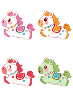 彩色卡通小马图案