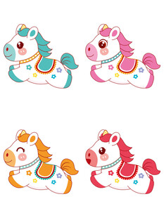 彩色卡通小马图案集合