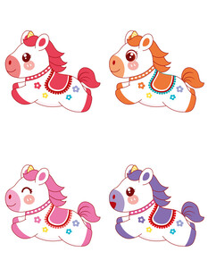 可爱多彩卡通小马图案