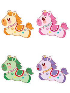 多彩可爱小木马玩具