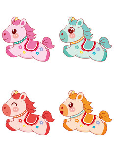 多彩可爱小木马玩具