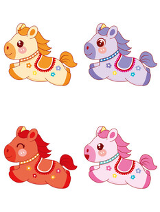 彩色可爱木马玩具