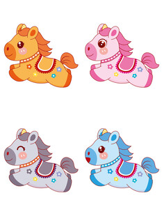 多彩卡通小马玩具形象