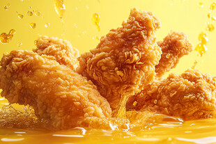 金黄酥脆炸鸡诱人瞬间