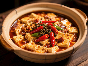 美味麻婆豆腐砂锅料理