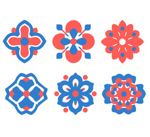 中式红蓝花纹