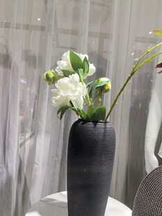 黑色花瓶中的清新花卉