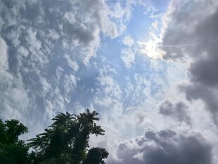天空中云朵与阳光交织