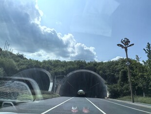 公路前方双隧道景观
