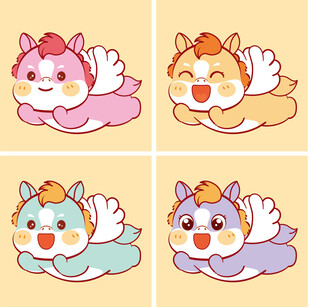 可爱萌宠卡通动物四宫格