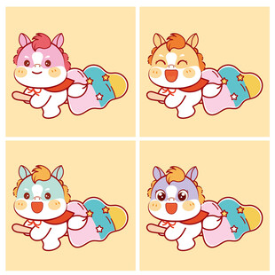 可爱卡通小马形象插画