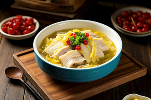 美味鸡汤配鸡肉