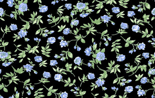 黑色背景上的蓝花图案