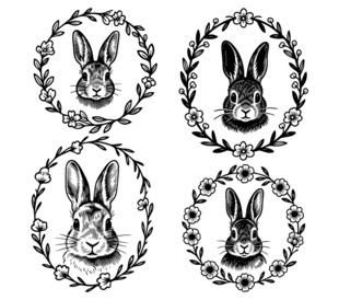 兔子花环图案设计素材