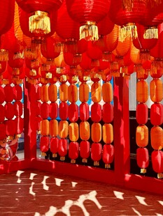 喜庆红灯笼装点节日场景